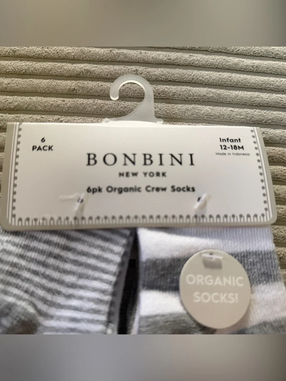 Infant Gray & White Organic Crew Socks - 6 Pack